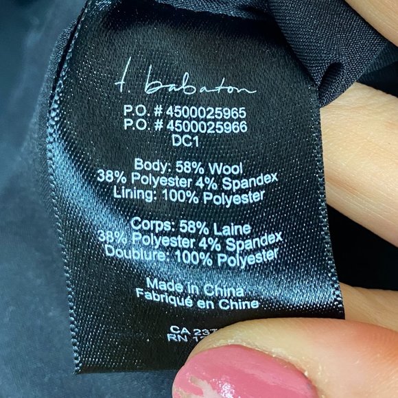 Aritzia Babaton Stretch Wool Blazer - Size 6 - Black, Wool Blend, Two Button - Picture 6 of 7